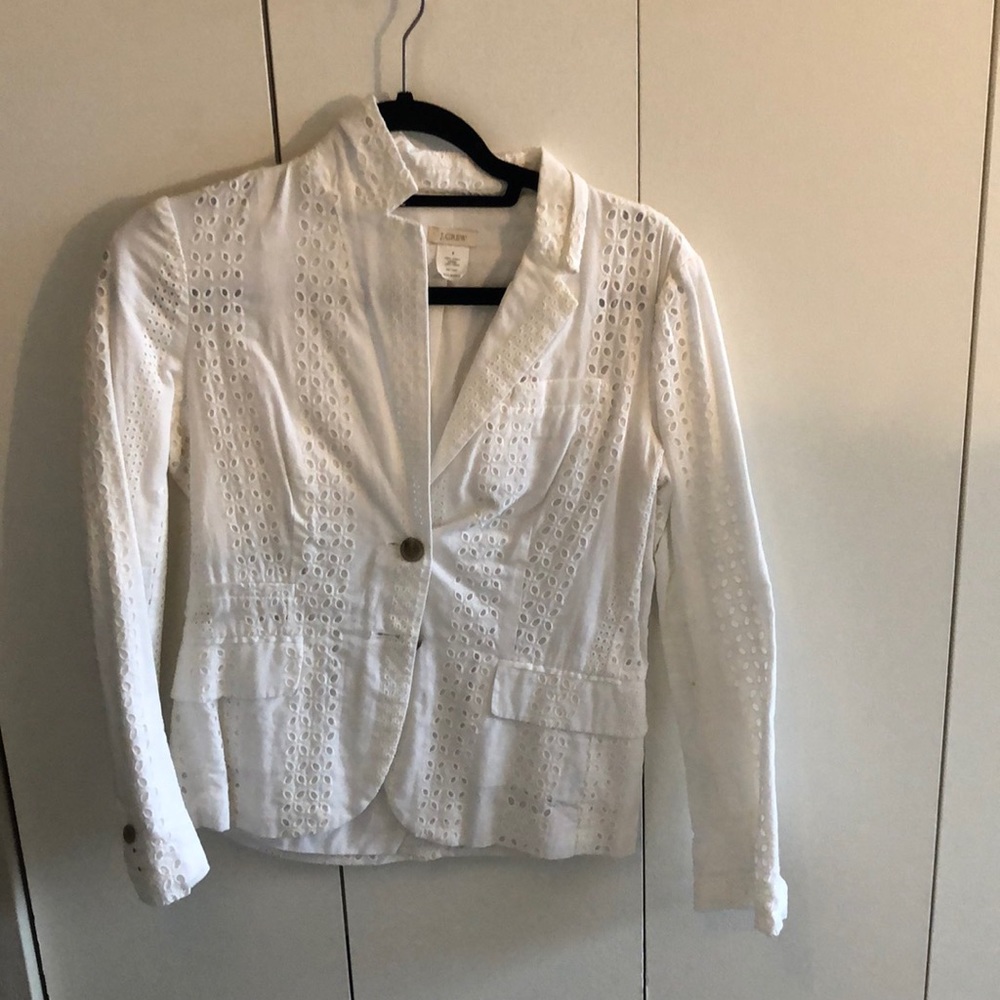 White eyelet summer blazer